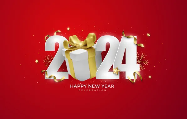 Snowflakes, gift, figures, New year, white, serpentine, bow, stars
