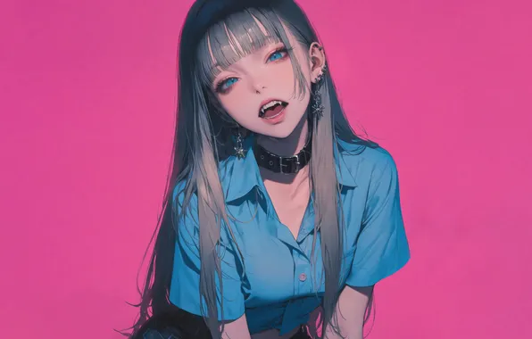 Anime, Pink Background, Catch, Anime Girl, AI Art