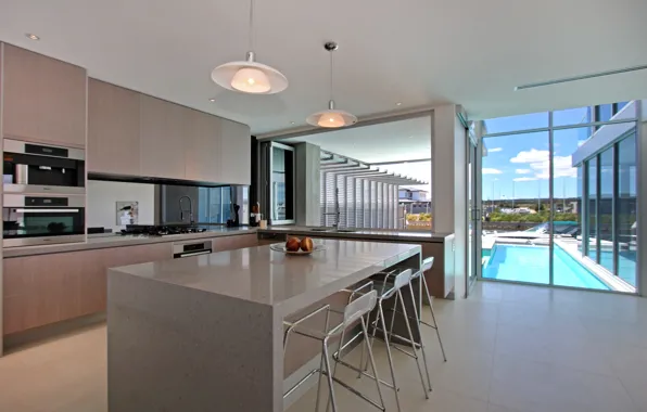 Wallpaper design, style, room, Villa, interior, kitchen