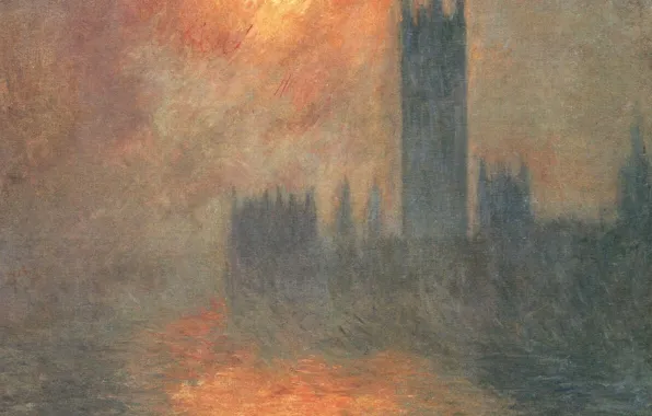 Picture, the urban landscape, Claude Monet, The Houses Of Parliament. Dawn