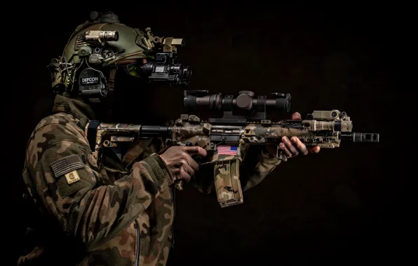 Weapons, background, soldiers, helmet