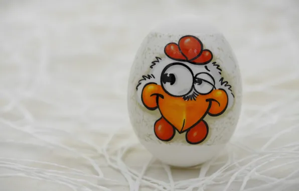 Look, smile, holiday, white, egg, spring, chicken, Easter