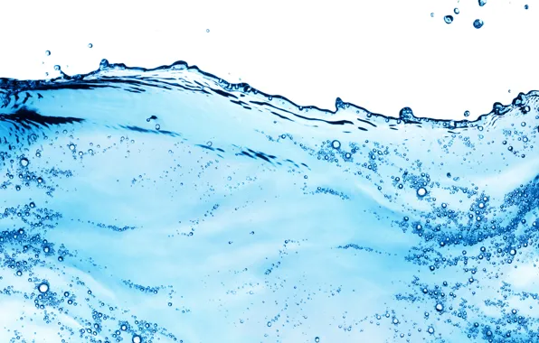 White, water, drops, bubbles, blue, splash, widescreen Wallpaper, water