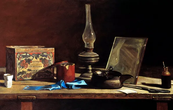 Table, box, lamp, picture, kettle, mirror, painting, Anokhin