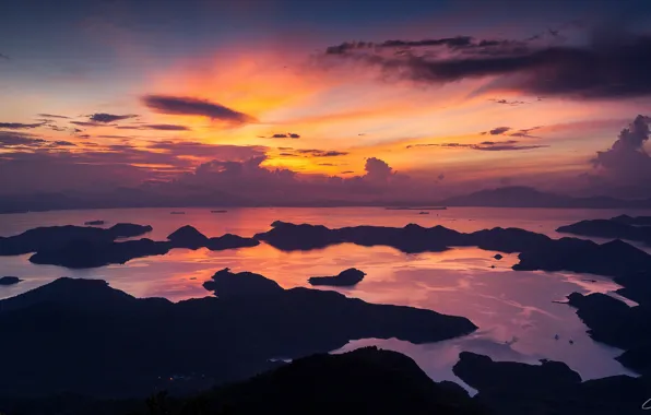 Picture sea, the sky, clouds, Hong Kong, morning, China, Hong Kong, China