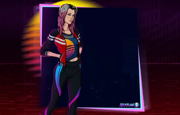 Girl, Figure, Music, Background, Art, 80s, Neon, 80's