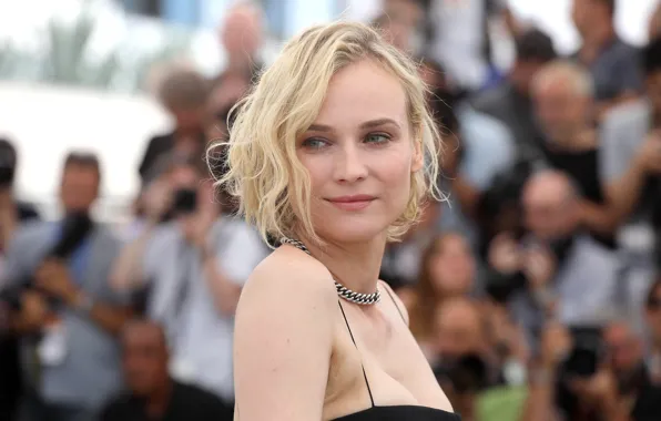 Picture look, girl, face, smile, makeup, actress, blonde, Diane Kruger