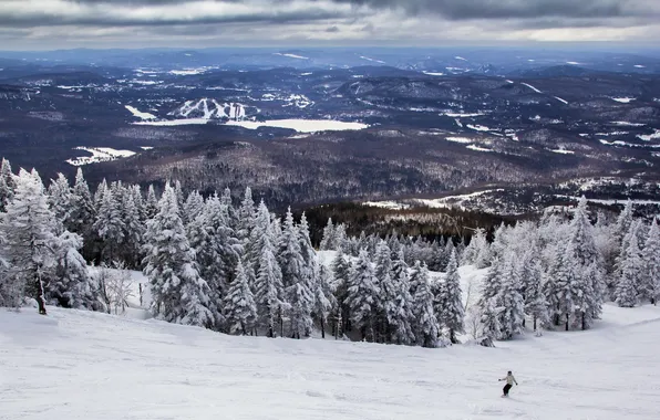 Picture winter, mountain, valley, Canada, Quebec, Mont Tremblant