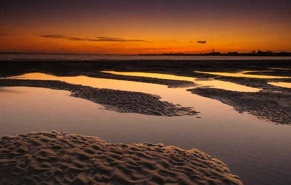 Picture sand, beach, lake, dawn