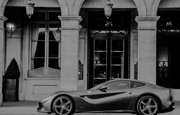 Picture b/W, Ferrari, Supercar, F12 berlinetta