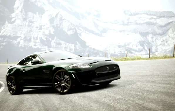 Picture road, mountains, coupe, Jaguar XKR-S, Gran Turismo