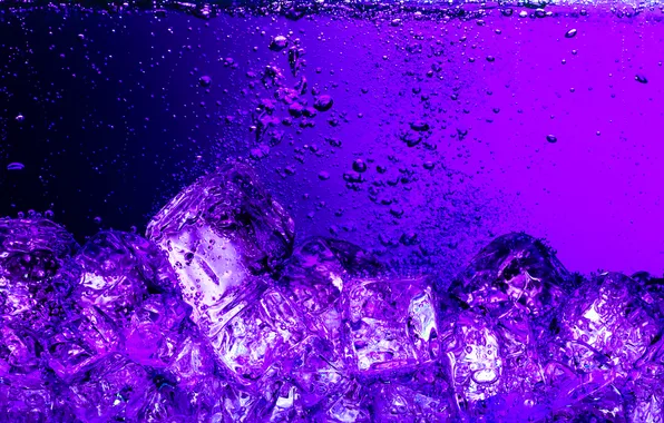 Ice, water, bubbles, cubes