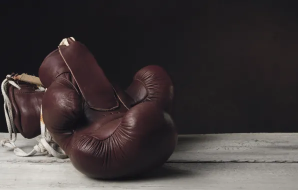 Picture old, leather, boxing, gloves