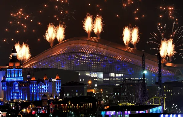 Lights, holiday, home, salute, the evening, fireworks, Russia, Russia