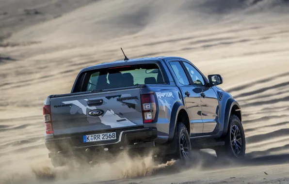 Grey, movement, desert, Ford, Raptor, pickup, Ranger, 2019