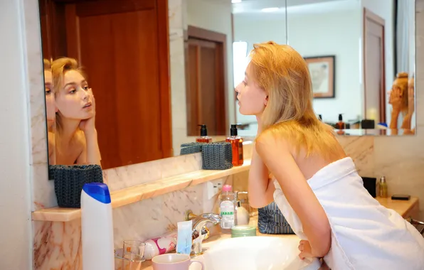 Long hair, model, awesome, bathroom, gorgeous, photoshoot, posing, beautiful face