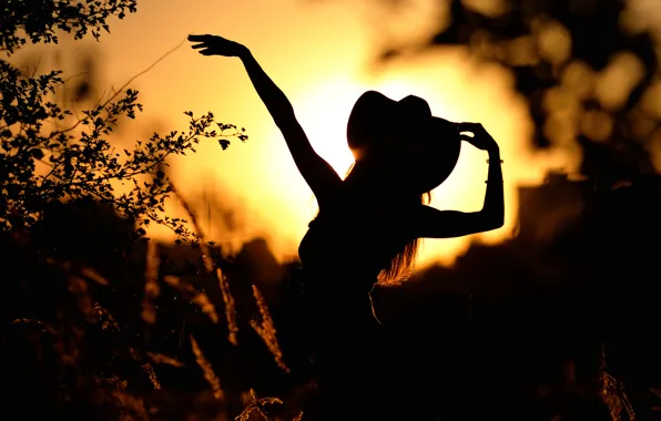 Girl, dance, silhouette, Mariya, country 2
