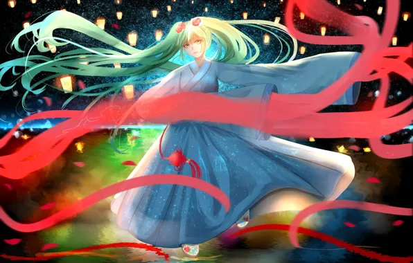 Girl, Hatsune Miku, Vocaloid, Vocaloid, Hatsune Miku, tails