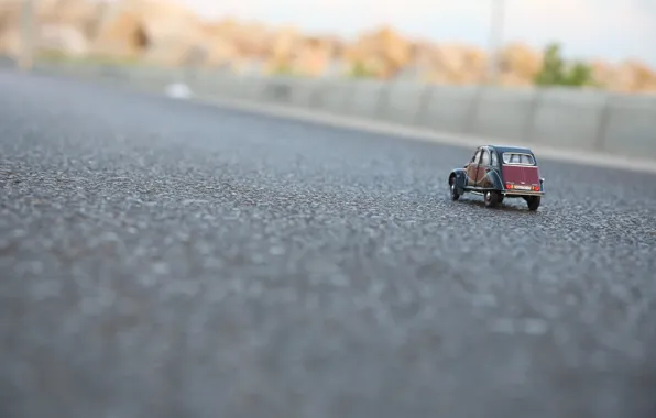 Car, toy, toy, citroen, street, asphalt, model, miniature