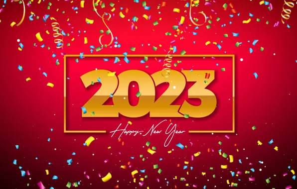 Frame, yellow, figures, New year, serpentine, red background, date, fly