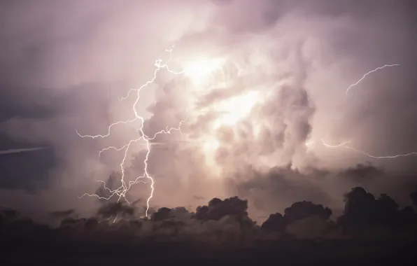 The storm, clouds, lightning