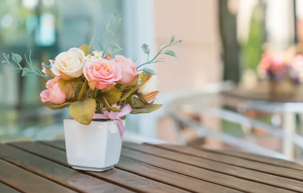 Flowers, roses, bouquet, vase, buds