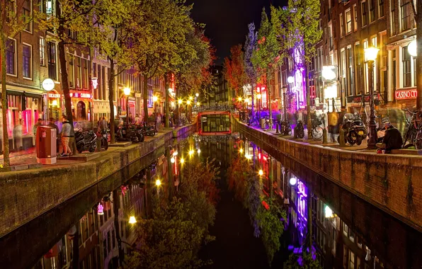 Picture night, lights, home, Amsterdam, channel, Netherlands