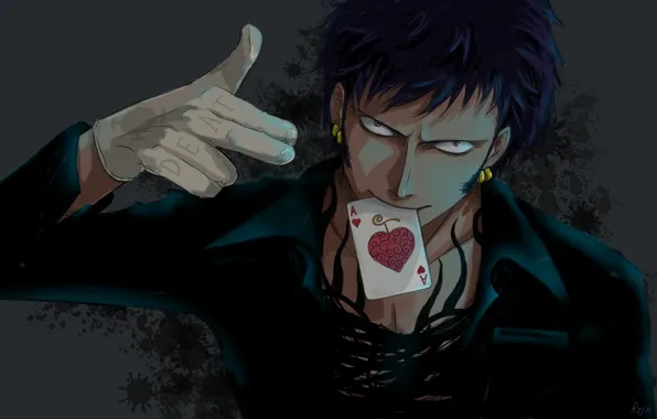 Look, heart, map, earrings, art, Anime, guy, ACE
