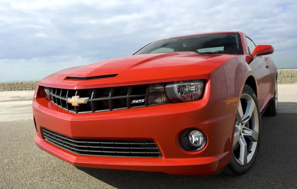 Red, lights, beauty, the hood, drives, camaro, chevrolet