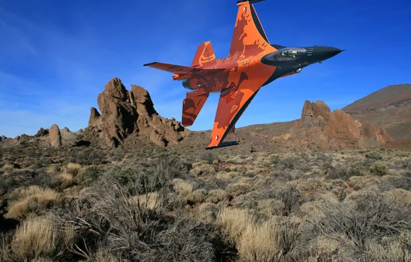 Flight, landscape, the plane, collage, fighter, turn, F-16, Fighting Falcon