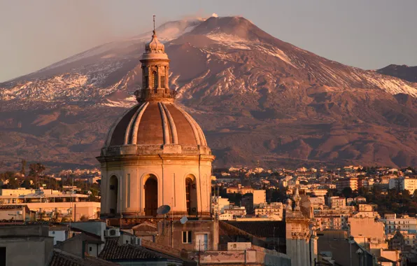 Picture Italy, Church, riding, Basilica, Etna, Sicily