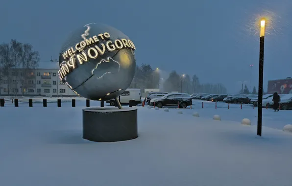 Winter, The first snow, Nizhny Novgorod, GOI, Globe Nizhny Novgorod, Nizhny Novgorod Airport, welcome to …