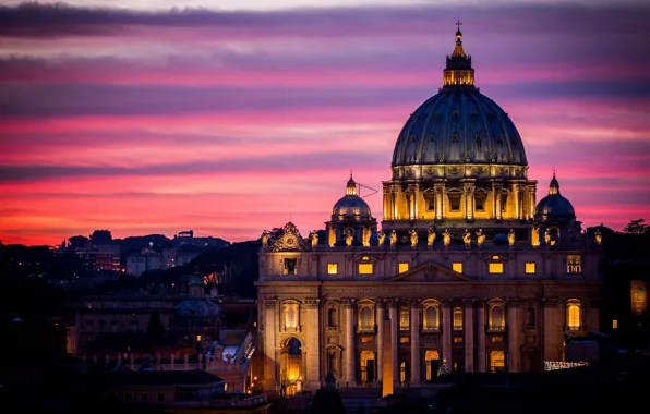 Picture the sky, sunset, the city, the evening, Rome, architecture, Italy, Rome