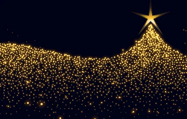 Decoration, gold, tree, Christmas, dark, New year, golden, christmas