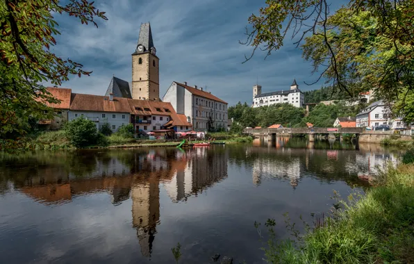 River, castle, Czech Republic, Rožmberk Castle