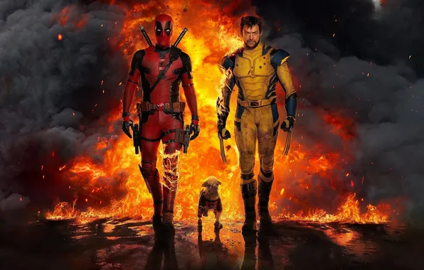 Deadpool, fighting together, wolverine