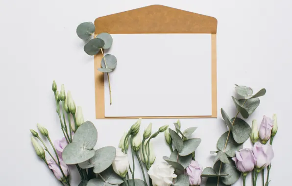 Letter, flowers, the envelope, eustoma