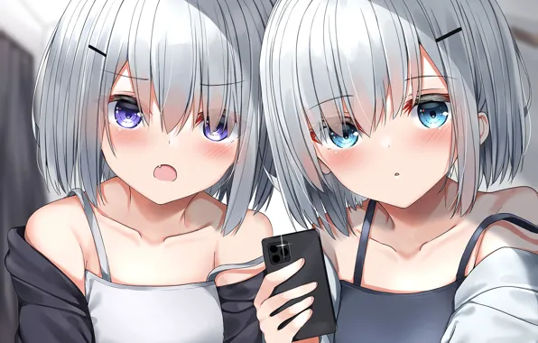 anime girl with silver hair and white eyes