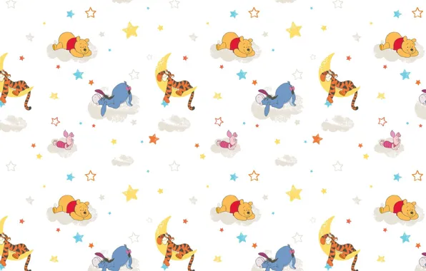 Clouds, background, mood, the moon, sleep, cartoons, Piglet, Winnie The Pooh