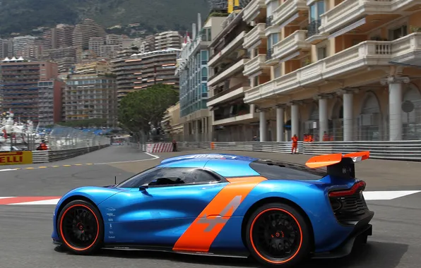 Picture machine, Concept, Renault, side view, blue, orange, Alpine, A110-50