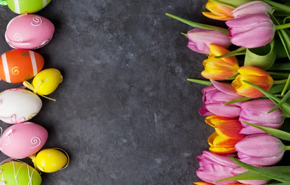 Picture flowers, colorful, Easter, tulips, happy, pink, flowers, tulips