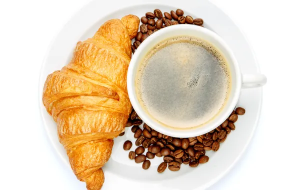 Coffee, Cup, cakes, croissant