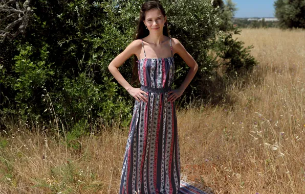 Hot girl, field, nature, tree, model, bushes, outside, sexy woman