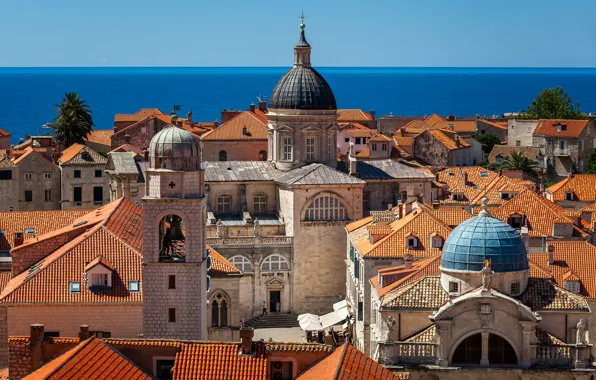 Picture sea, building, roof, Church, Cathedral, Croatia, Croatia, Dubrovnik