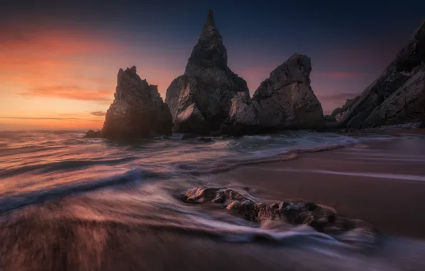 Picture stones, rocks, surf, Portugal