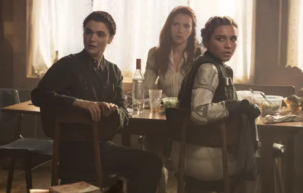 Scarlett Johansson, Rachel Weisz, Black Widow, Natasha Romanoff, Marvel Studios, Florence Pugh, Yelena Belova, Melina …