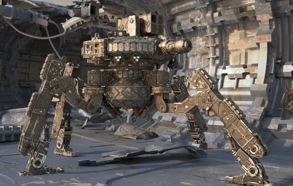 Machine, weapons, design, steel, Assault droid