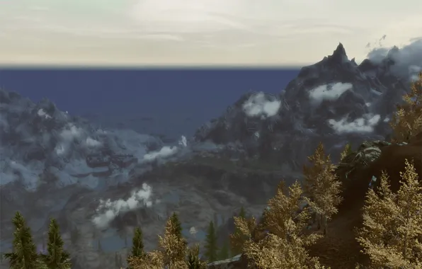 Picture trees, mountains, skyrim, istmark