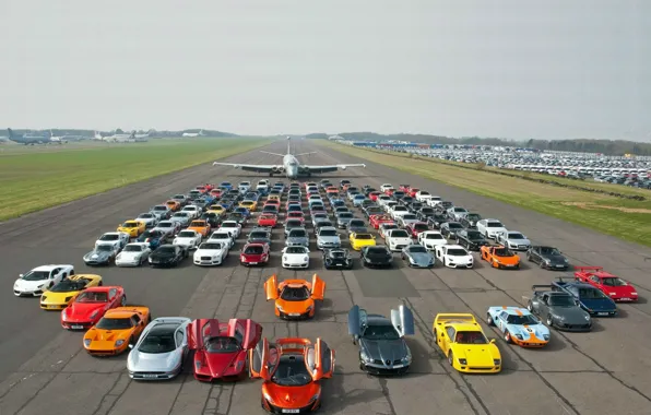Picture road, the plane, supercars
