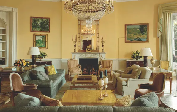Design, style, room, interior, pictures, fireplace, luxury, crystal chandelier